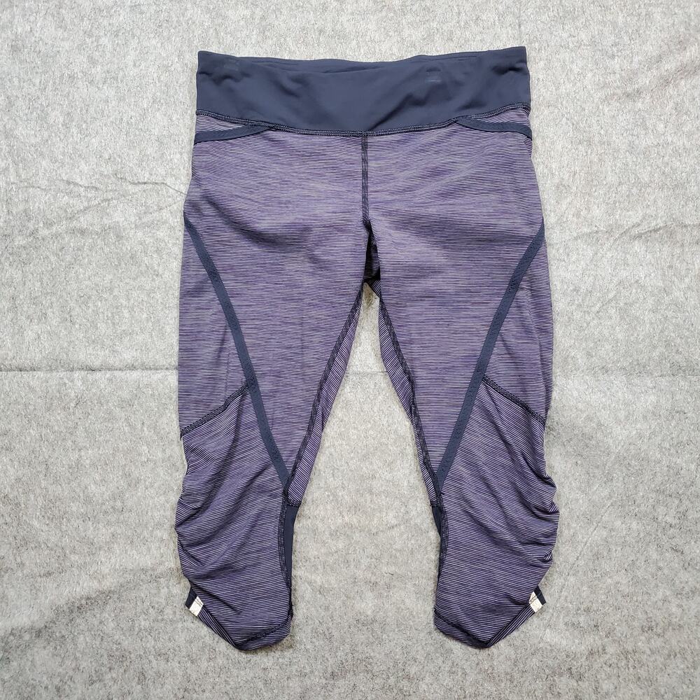 Lululemon Leggings Womens 8 Run Pace Cropped Capri Ruched Size Purple Blue Gym